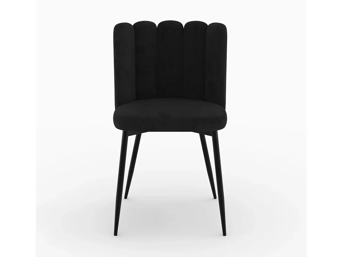Silla de terciopelo negro con patas de metal negro - Rosy