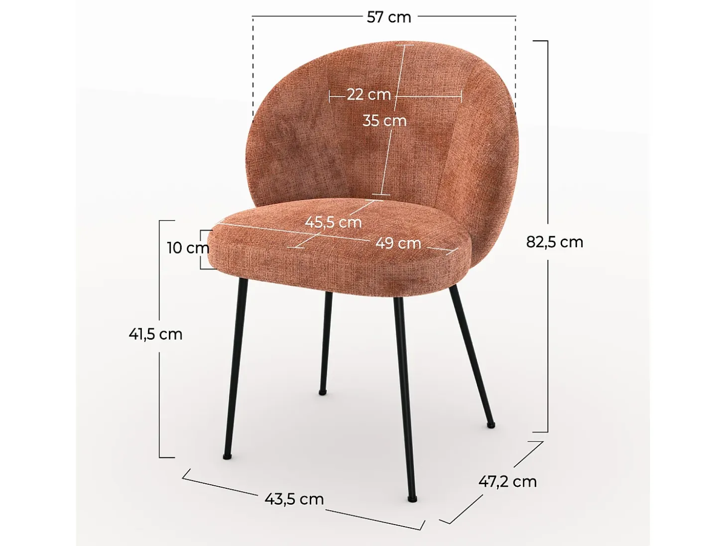 Silla de terciopelo terracota y metal negro - Bloomy