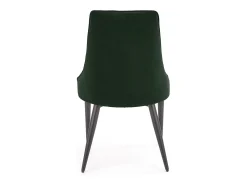 Silla de terciopelo verde oscuro con respaldo acolchado y patas de acero negro COSMOS