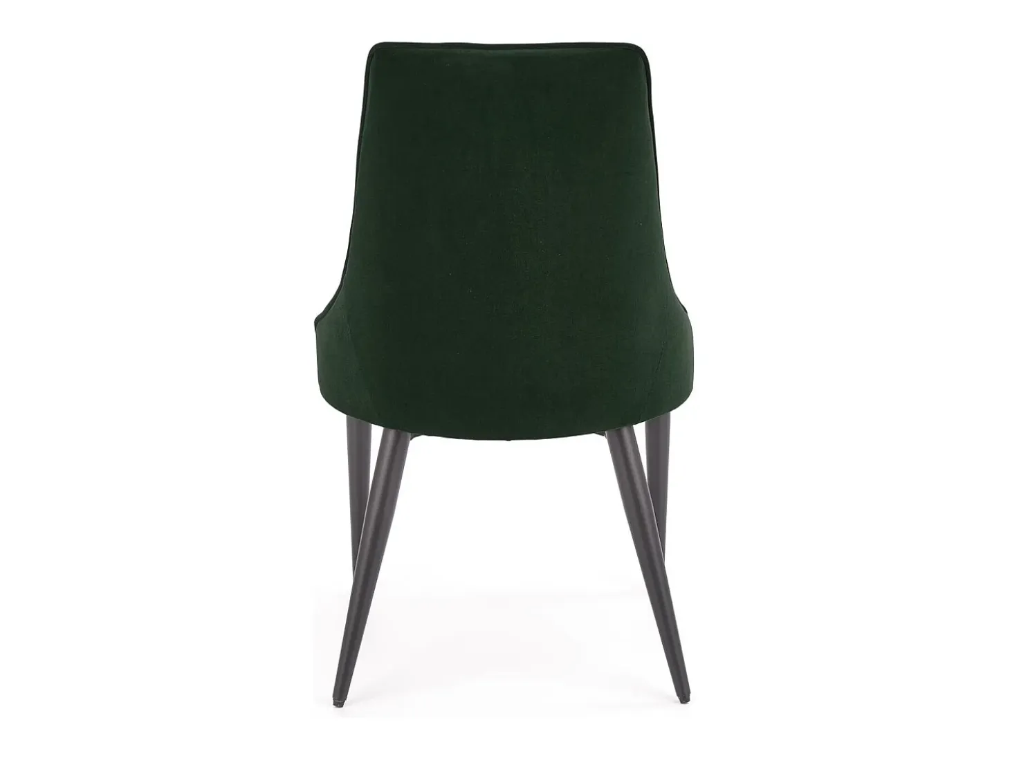Silla de terciopelo verde oscuro con respaldo acolchado y patas de acero negro COSMOS