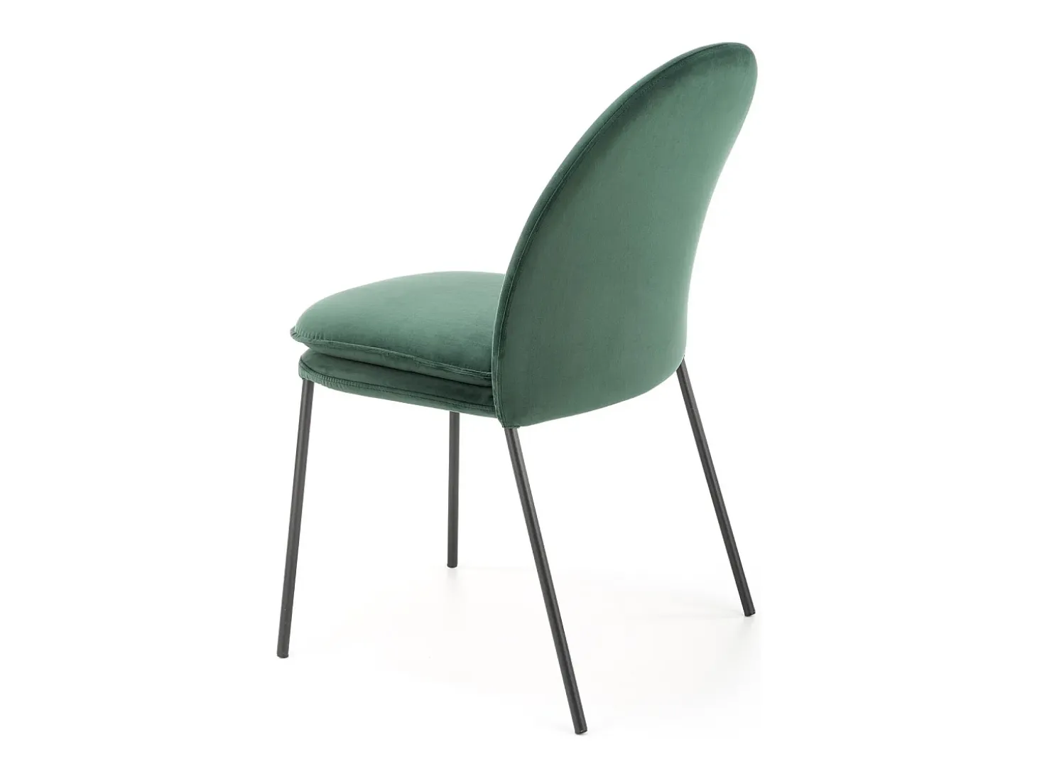 Silla de terciopelo verde con finas patas de metal negro MEET