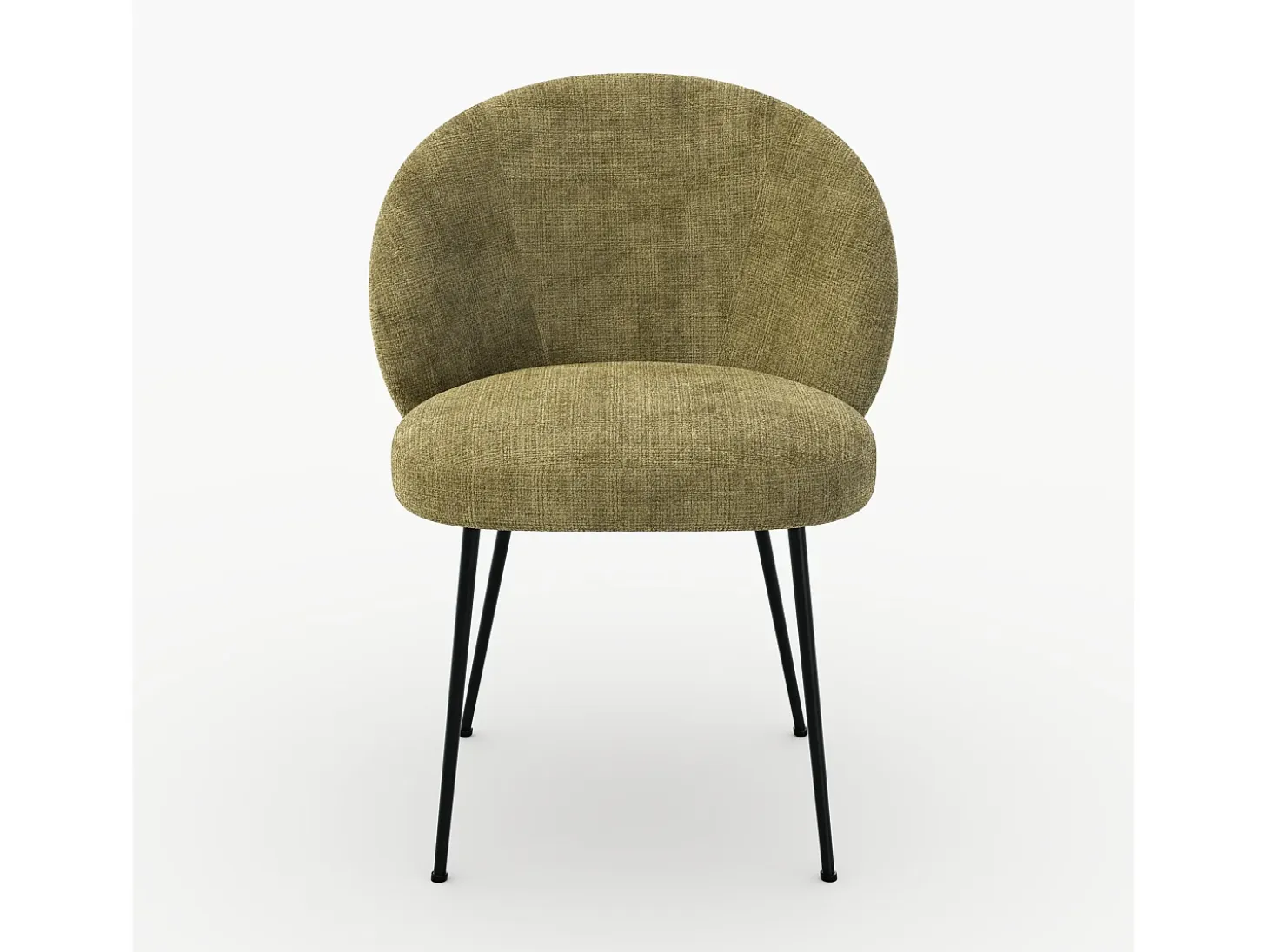 Silla de terciopelo verde oliva y metal negro - Bloomy