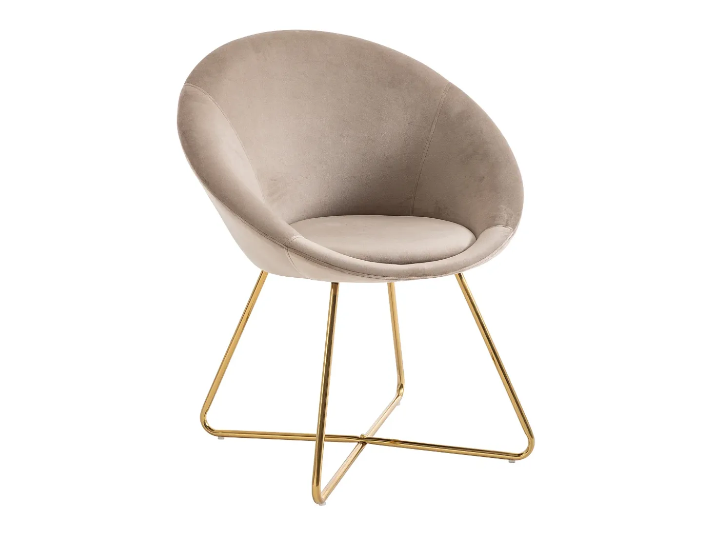 Silla de terciopelo y metal dorado - Color: Beige - BURBAN