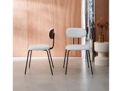Silla decoración madera curvada teñida nogal y tela repelente al agua,