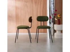 Silla decoración madera curvada teñida nogal y tela repelente al agua,
