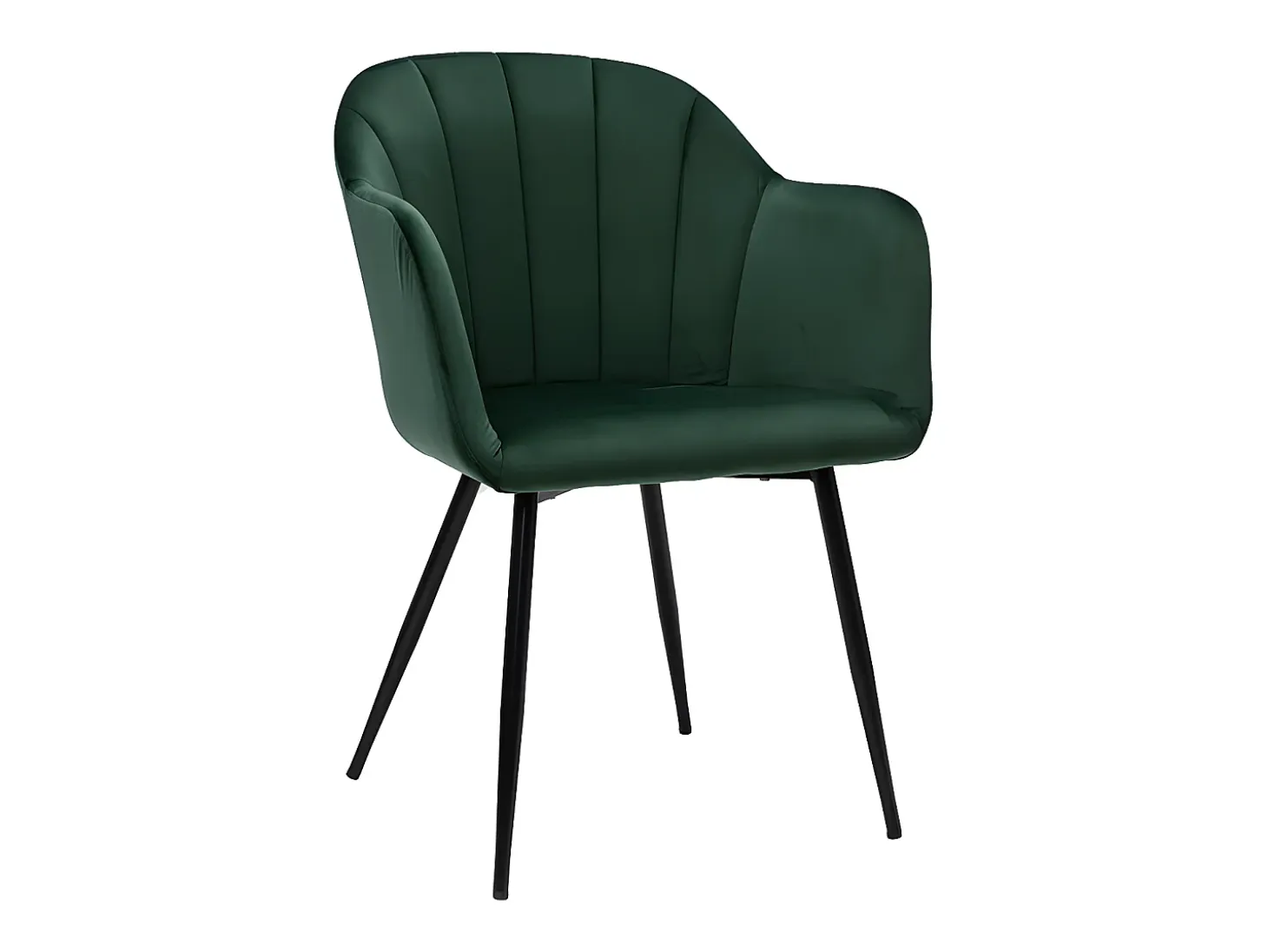 Silla diseño de terciopelo verde y patas de metal negro MILLY