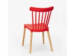Silla diseño moderno madera polipropileno restaurante bar cocina Praecisura - Rojo