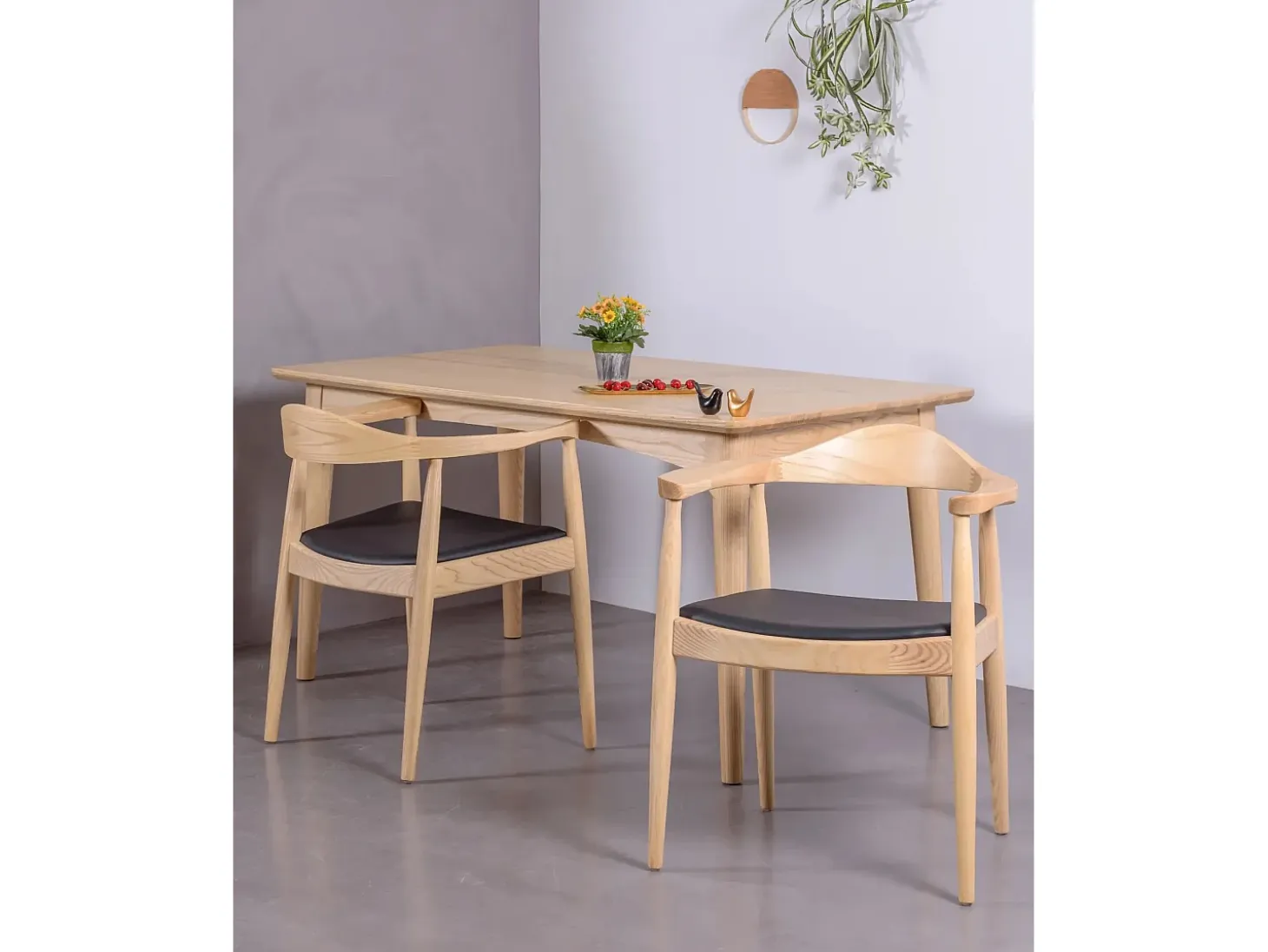 Silla en madera de fresno y cojín de polipiel - Santon - Fresno Natural