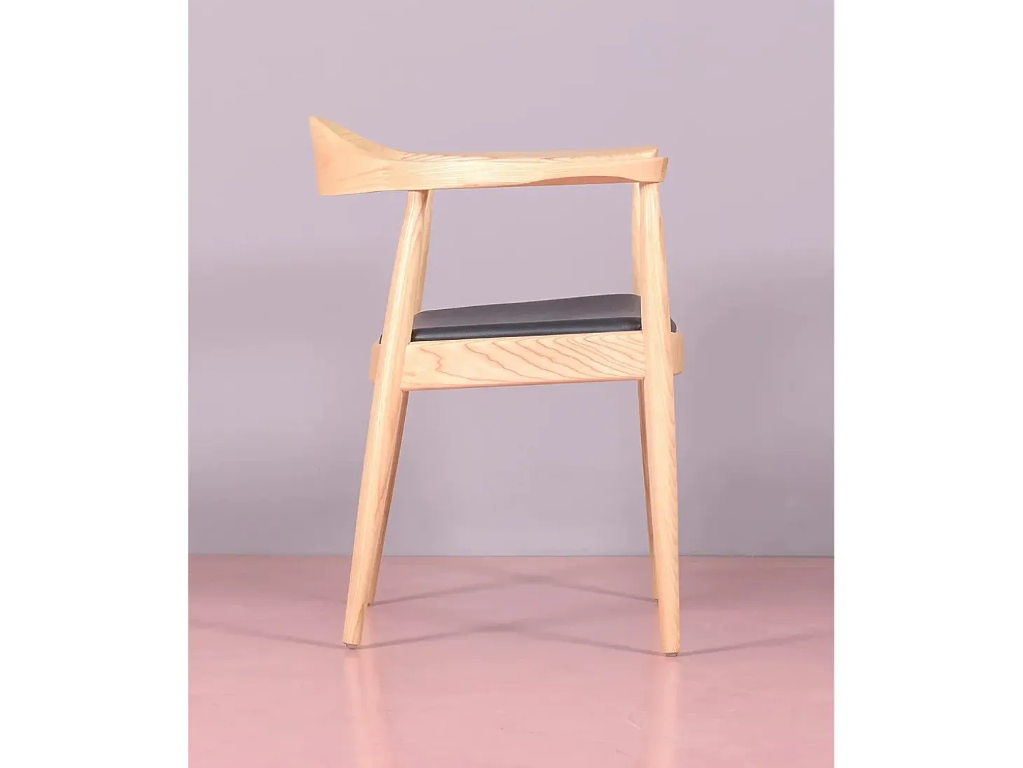 Silla en madera de fresno y cojín de polipiel - Santon - Fresno Natural