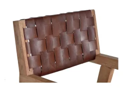 Silla en piel natural y madera de mango