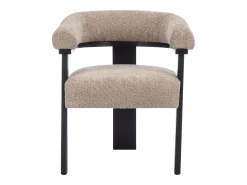 Silla en tela bouclé y madera de hevea - Topo y negro - LIVELIA