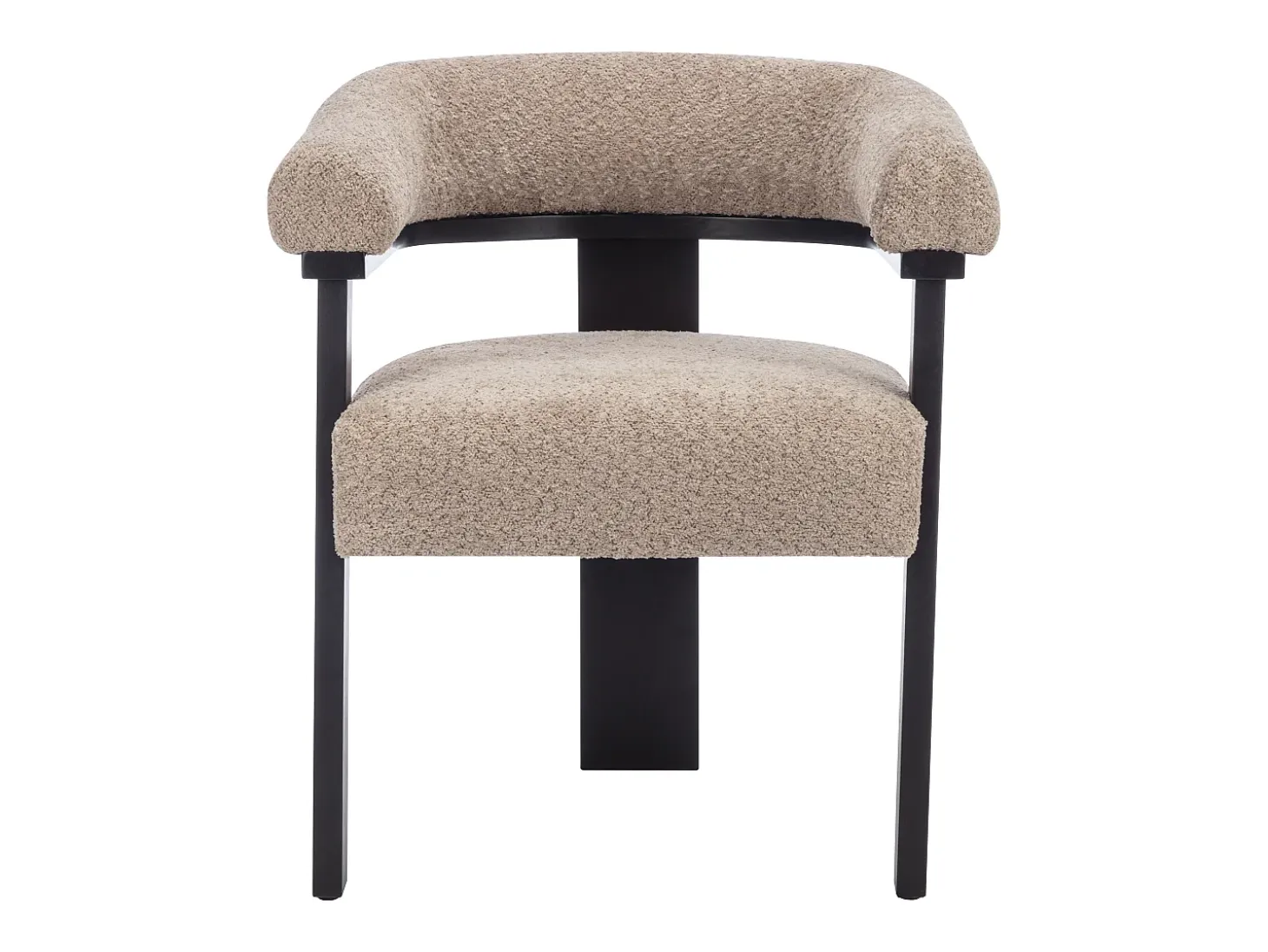 Silla en tela bouclé y madera de hevea - Topo y negro - LIVELIA