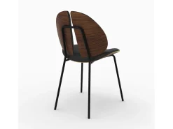 Silla en terciopelo negro y madera de nogal - Coccinelle