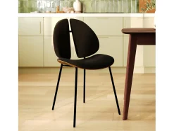 Silla en terciopelo negro y madera de nogal - Coccinelle