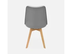 Silla escandinava con patas de madera de haya, set de 4 gris