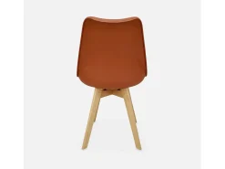 Silla escandinava con patas de madera de haya, set de 4 terracota