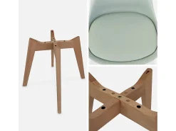 Silla escandinava con patas de madera de haya, set de 6 verde celadón