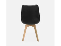 Silla escandinava con patas de madera de haya, set de 6 negro