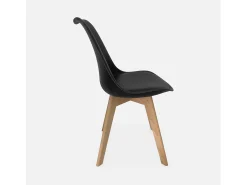 Silla escandinava con patas de madera de haya, set de 6 negro