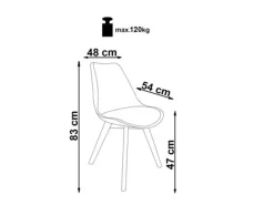 Silla escandinava de tela verde oscuro y patas de madera maciza Bertil