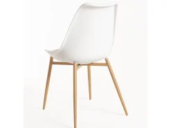 Silla escandinava Kany - Confort en símil piel y patas de madera natural-Color Negro
