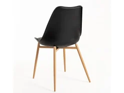 Silla escandinava Kany - Confort en símil piel y patas de madera natural-Color Negro