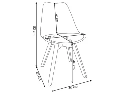 Silla Estilo Nordico Negro, 4 unidades
