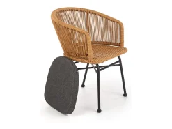 Silla estilo ratán con cojín y patas de metal negro BLOOM