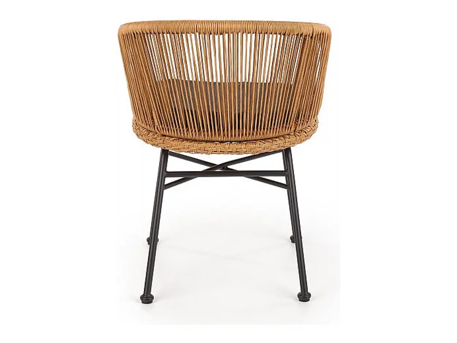 Silla estilo ratán con cojín y patas de metal negro BLOOM