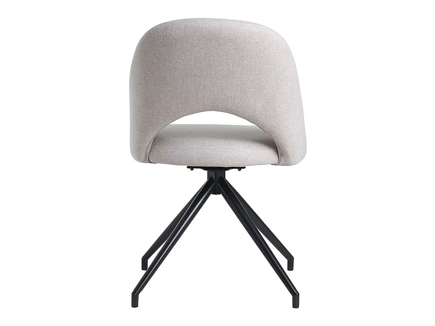 Silla giratoria 360º de tejido efecto aterciopelado texturizado beige y metal negro COSETTE