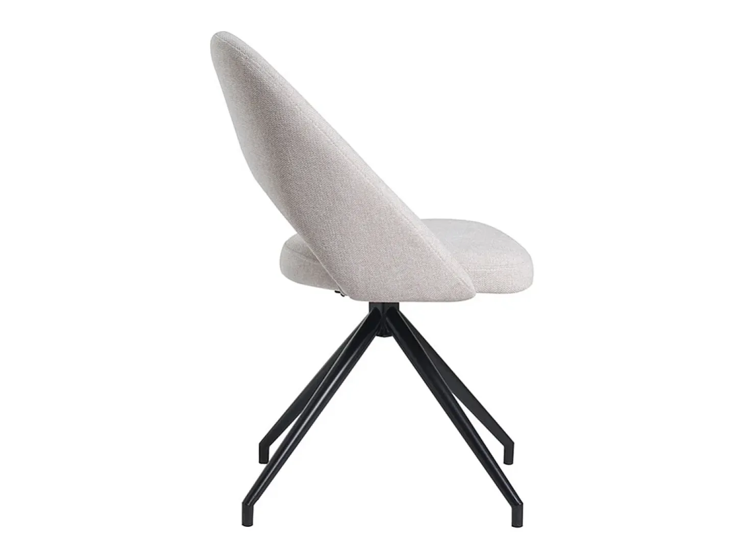 Silla giratoria 360º de tejido efecto aterciopelado texturizado beige y metal negro COSETTE