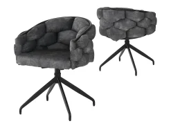 Silla giratoria (2 piezas), giratoria 360°, silla de comedor, moderna con respaldo de pétalos, terciopelo gris (49 x 48 x 76,5 cm)