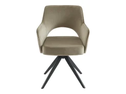 Silla giratoria con reposabrazos de terciopelo y metal negro - Beige - KONYA