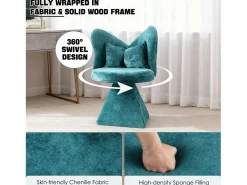 Silla giratoria con respaldo en forma de mariposa y soporte lumbar - Tela azul