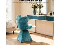Silla giratoria con respaldo en forma de mariposa y soporte lumbar - Tela azul