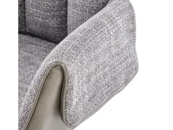 Silla giratoria de diseño gris, tela y ecopiel, base de metal negro LUDMILA