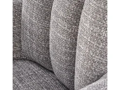 Silla giratoria de diseño gris, tela y ecopiel, base de metal negro LUDMILA