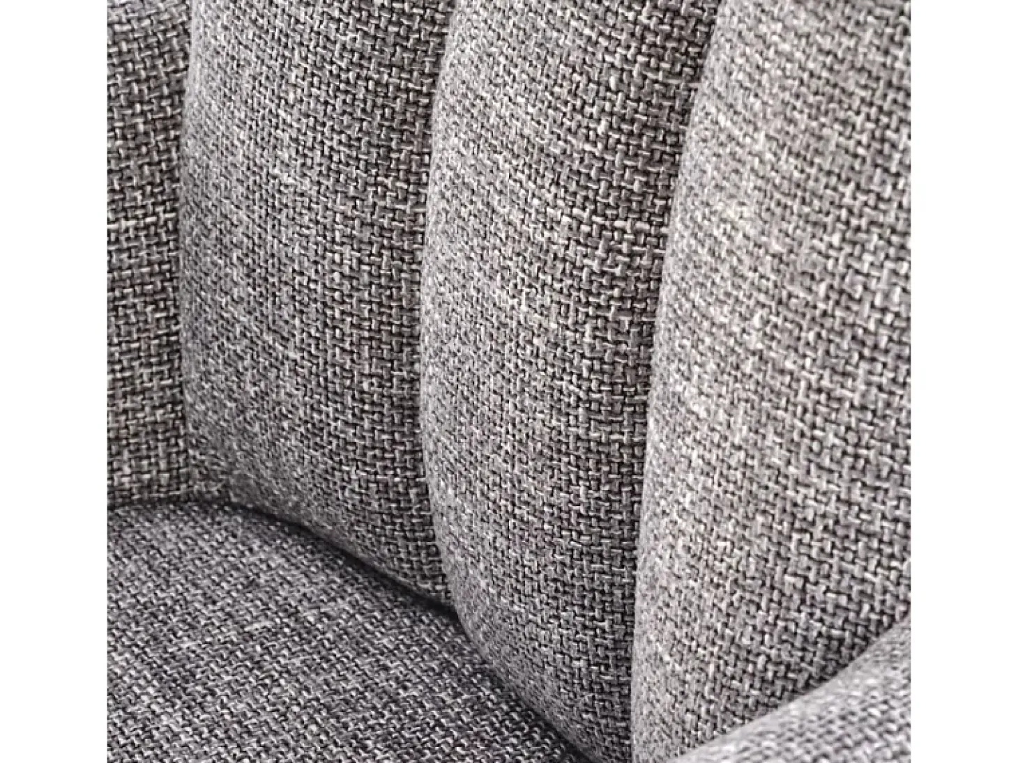 Silla giratoria de diseño gris, tela y ecopiel, base de metal negro LUDMILA