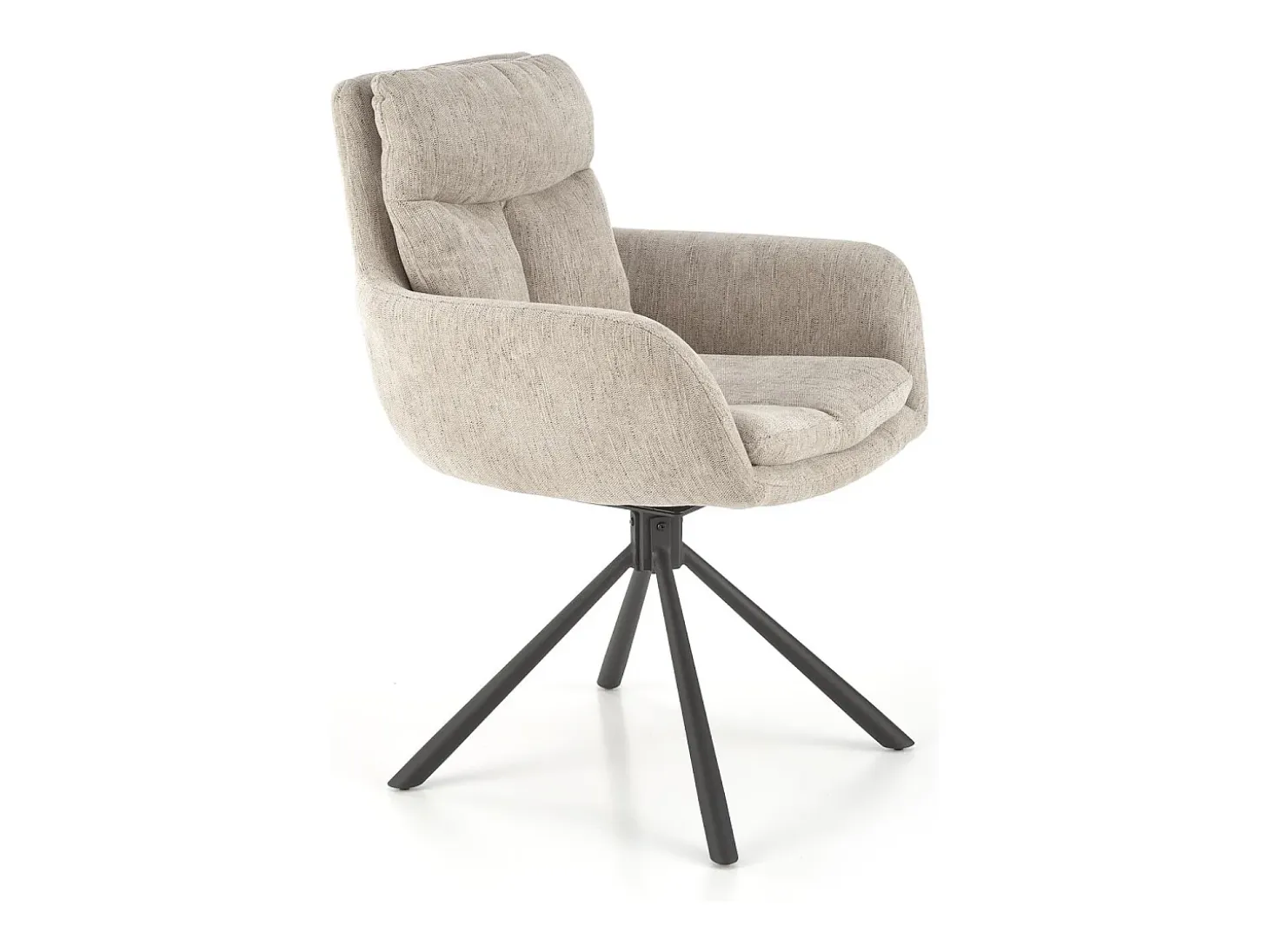 Silla giratoria de diseño tapizada en tela beige Edge