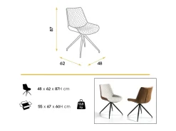 Silla giratoria de diseño Morka en tela gris y polipiel gris oscuro - Lote de 2