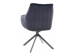 Silla giratoria de terciopelo metálico negro Swop