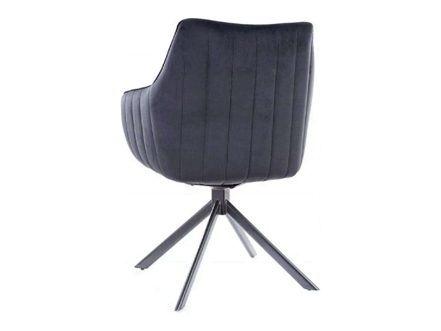 Silla giratoria de terciopelo metálico negro Swop