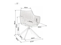 Silla giratoria de terciopelo metálico negro Swop