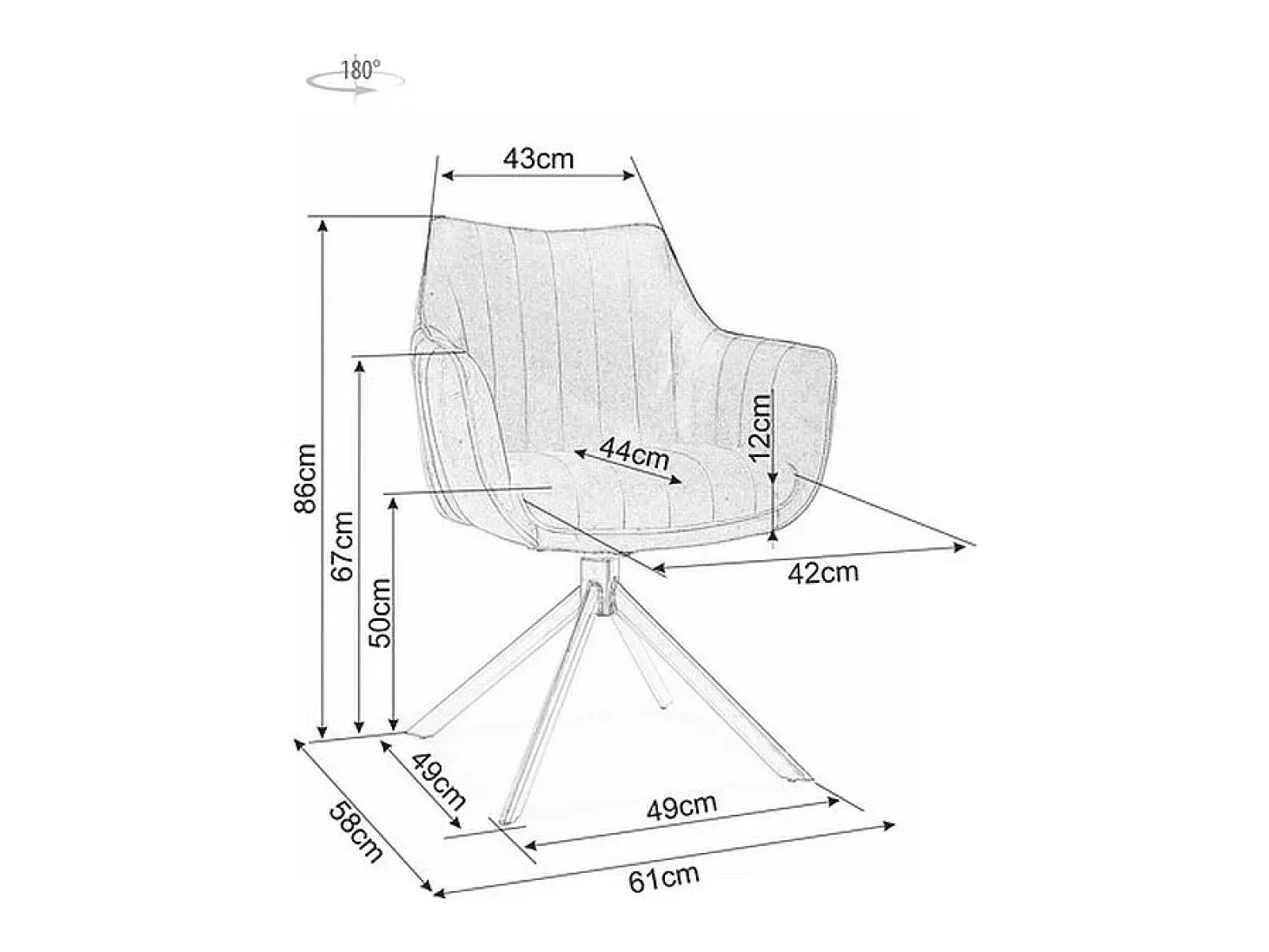 Silla giratoria de terciopelo metálico negro Swop