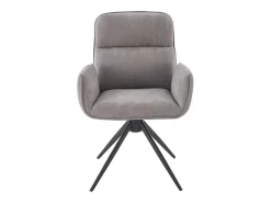 Silla giratoria Mirka de tela gris y base de metal negro