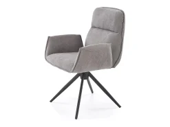 Silla giratoria Mirka de tela gris y base de metal negro