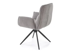 Silla giratoria Mirka de tela gris y base de metal negro