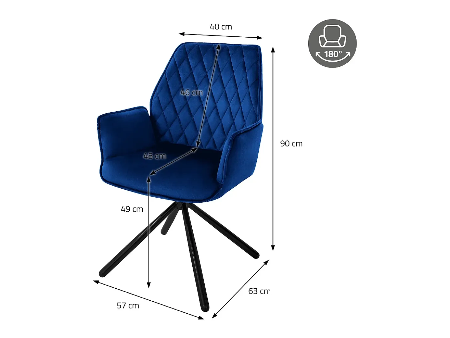 Silla giratoria Silla de comedor Sillón giratorio 180 grados Silla de salón Terciopelo