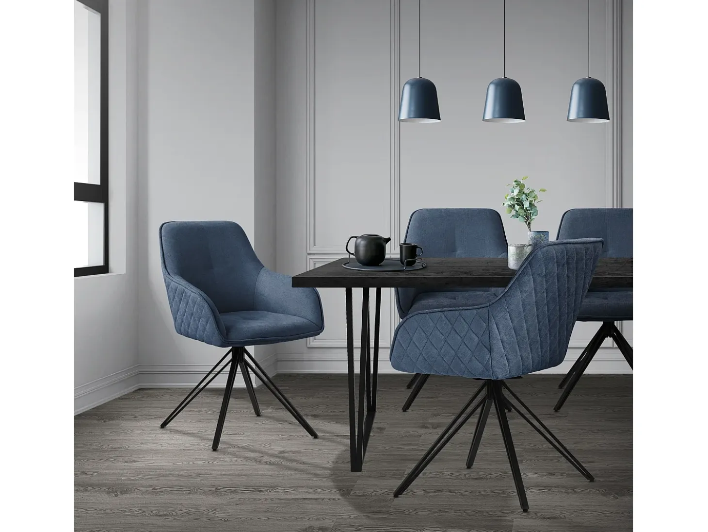 Silla giratoria Silla de comedor Sillón Giratorio 360 grados Silla de salón Azul