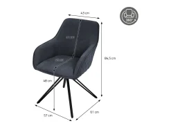 Silla giratoria Silla de comedor Sillón Giratorio 360 grados Silla de salón Negr